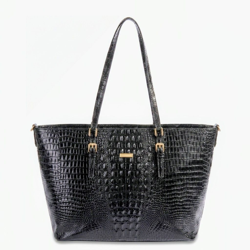 Rioni Moda Italia The Jersey Tote Black Embossed Leather Bag Handcrafted